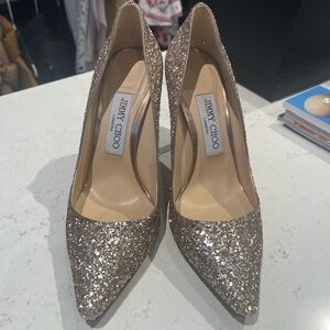 Jimmy Choo Nude Glitter Pumps - Size 36.5